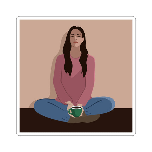 Woman Meditation Gratitude Find Inner Peace Graphic Die-Cut Sticker Ichaku [Perfect Gifts Selection]