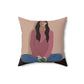 Woman Meditation Gratitude Find Inner Peace Spun Polyester Square Pillow Ichaku [Perfect Gifts Selection]