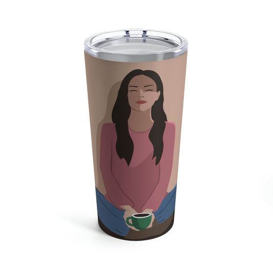 Woman Meditation Gratitude Find Inner Peace Stainless Steel Hot or Cold Vacuum Tumbler 20oz Ichaku [Perfect Gifts Selection]