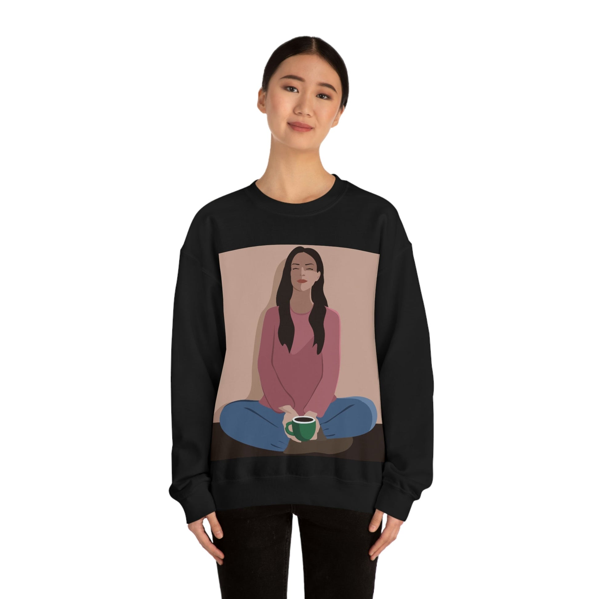 Woman Meditation Gratitude Find Inner Peace Unisex Heavy Blend™ Crewneck Sweatshirt Ichaku [Perfect Gifts Selection]