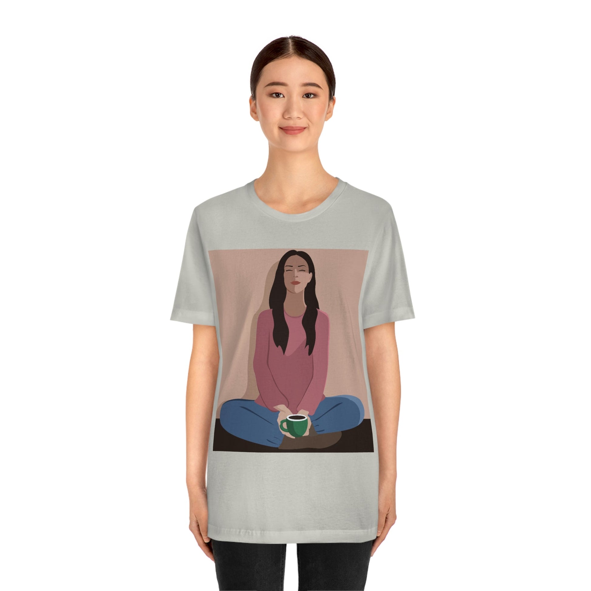 Woman Meditation Gratitude Find Inner Peace Unisex Jersey Short Sleeve T-Shirt Ichaku [Perfect Gifts Selection]