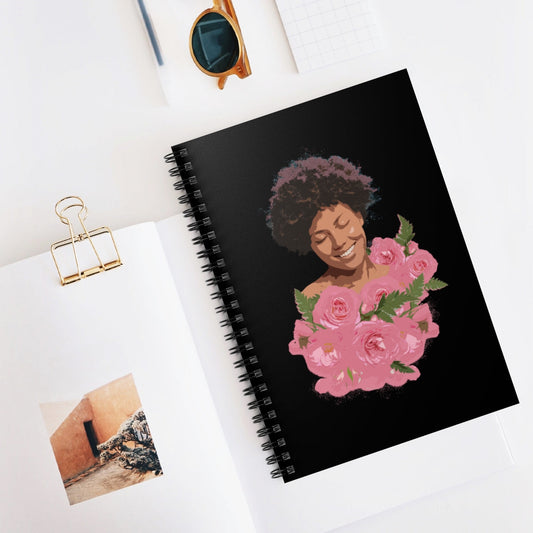 Woman Portrait With Flowers Equal Rights Hyperrealism Spiral Notebook - Ruled Line Ichaku [Perfect Gifts Selection]