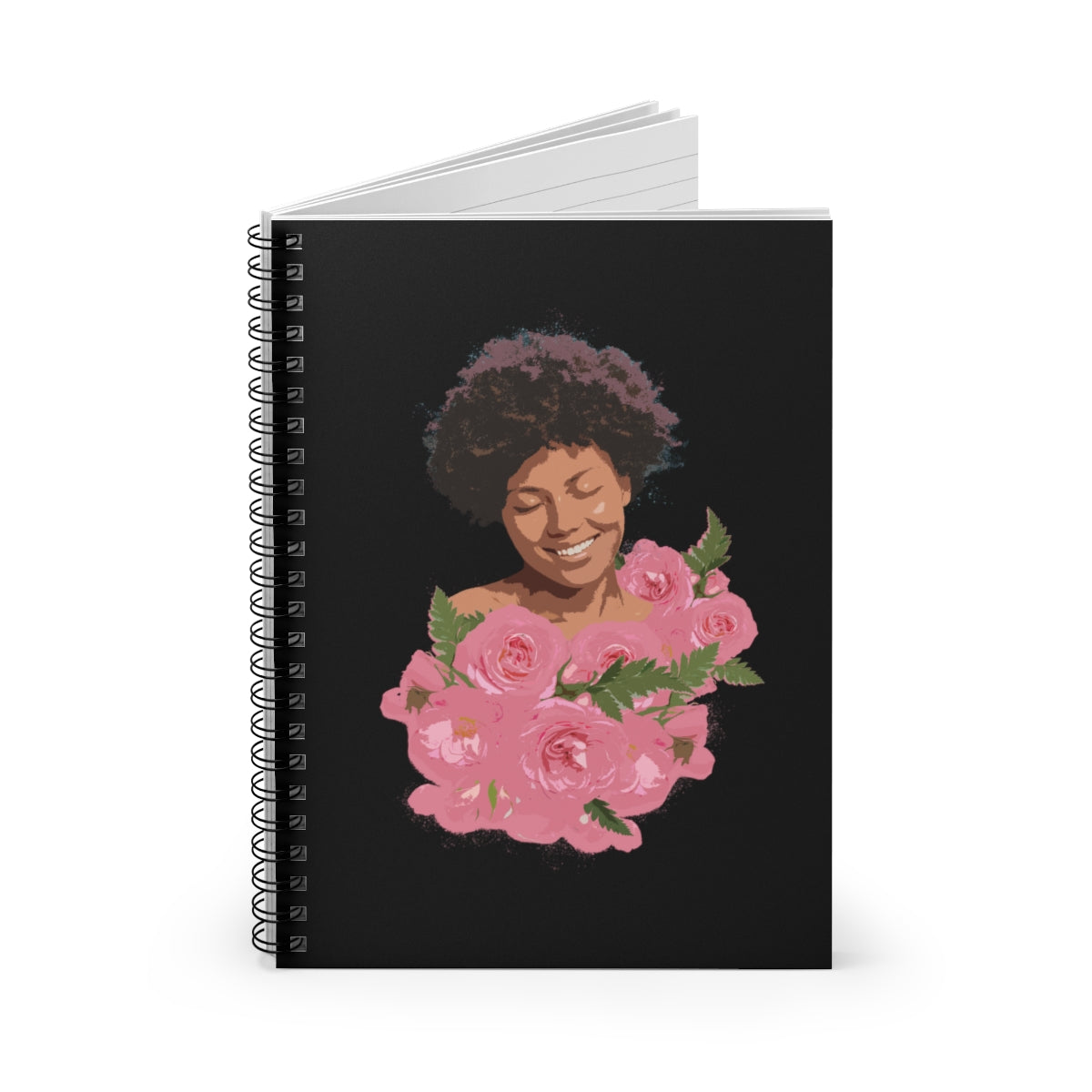 Woman Portrait With Flowers Equal Rights Hyperrealism Spiral Notebook - Ruled Line Ichaku [Perfect Gifts Selection]