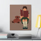 Woman Reading Book with Bear Cozy Cute Art Graphic Art Canvas Gallery Wraps Ichaku [Perfect Gifts Selection]