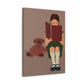 Woman Reading Book with Bear Cozy Cute Art Graphic Art Canvas Gallery Wraps Ichaku [Perfect Gifts Selection]