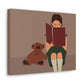 Woman Reading Book with Bear Cozy Cute Art Graphic Art Canvas Gallery Wraps Ichaku [Perfect Gifts Selection]