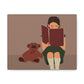 Woman Reading Book with Bear Cozy Cute Art Graphic Art Canvas Gallery Wraps Ichaku [Perfect Gifts Selection]