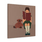 Woman Reading Book with Bear Cozy Cute Art Graphic Art Canvas Gallery Wraps Ichaku [Perfect Gifts Selection]