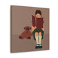 Woman Reading Book with Bear Cozy Cute Art Graphic Art Canvas Gallery Wraps Ichaku [Perfect Gifts Selection]