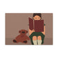 Woman Reading Book with Bear Cozy Cute Art Graphic Art Canvas Gallery Wraps Ichaku [Perfect Gifts Selection]