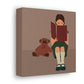 Woman Reading Book with Bear Cozy Cute Art Graphic Art Canvas Gallery Wraps Ichaku [Perfect Gifts Selection]