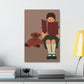 Woman Reading Book with Bear Cozy Cute Art Graphic Art Canvas Gallery Wraps Ichaku [Perfect Gifts Selection]