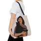 Woman with Black Cat Mininal Aesthetic Art AOP Tote Bag Ichaku [Perfect Gifts Selection]