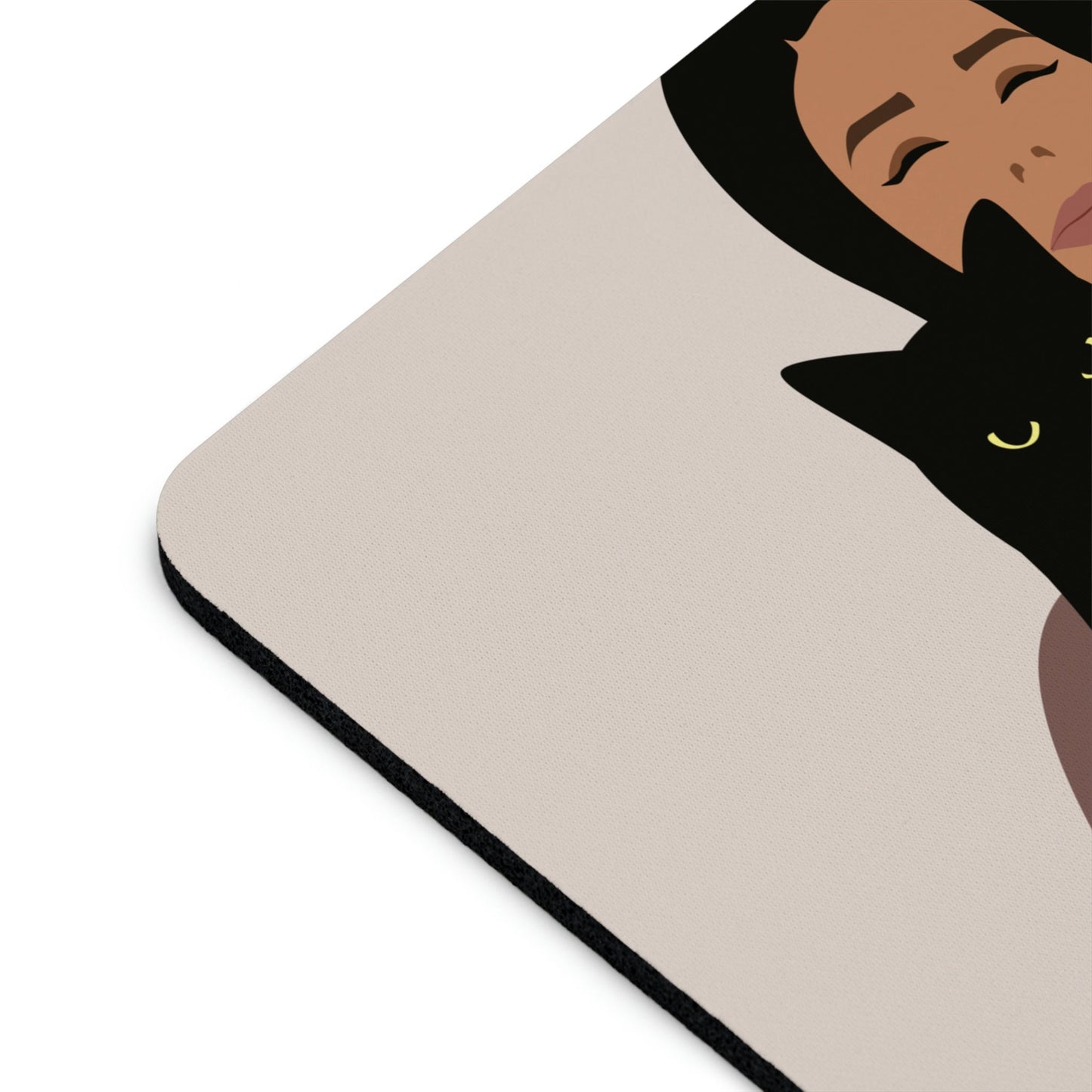 Woman with Black Cat Mininal Aesthetic Art Ergonomic Non-slip Creative Design Mouse Pad Ichaku [Perfect Gifts Selection]