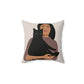 Woman with Black Cat Mininal Aesthetic Art Spun Polyester Square Pillow Ichaku [Perfect Gifts Selection]