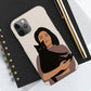 Woman with Black Cat Mininal Aesthetic Art Tough Phone Cases Case-Mate Ichaku [Perfect Gifts Selection]