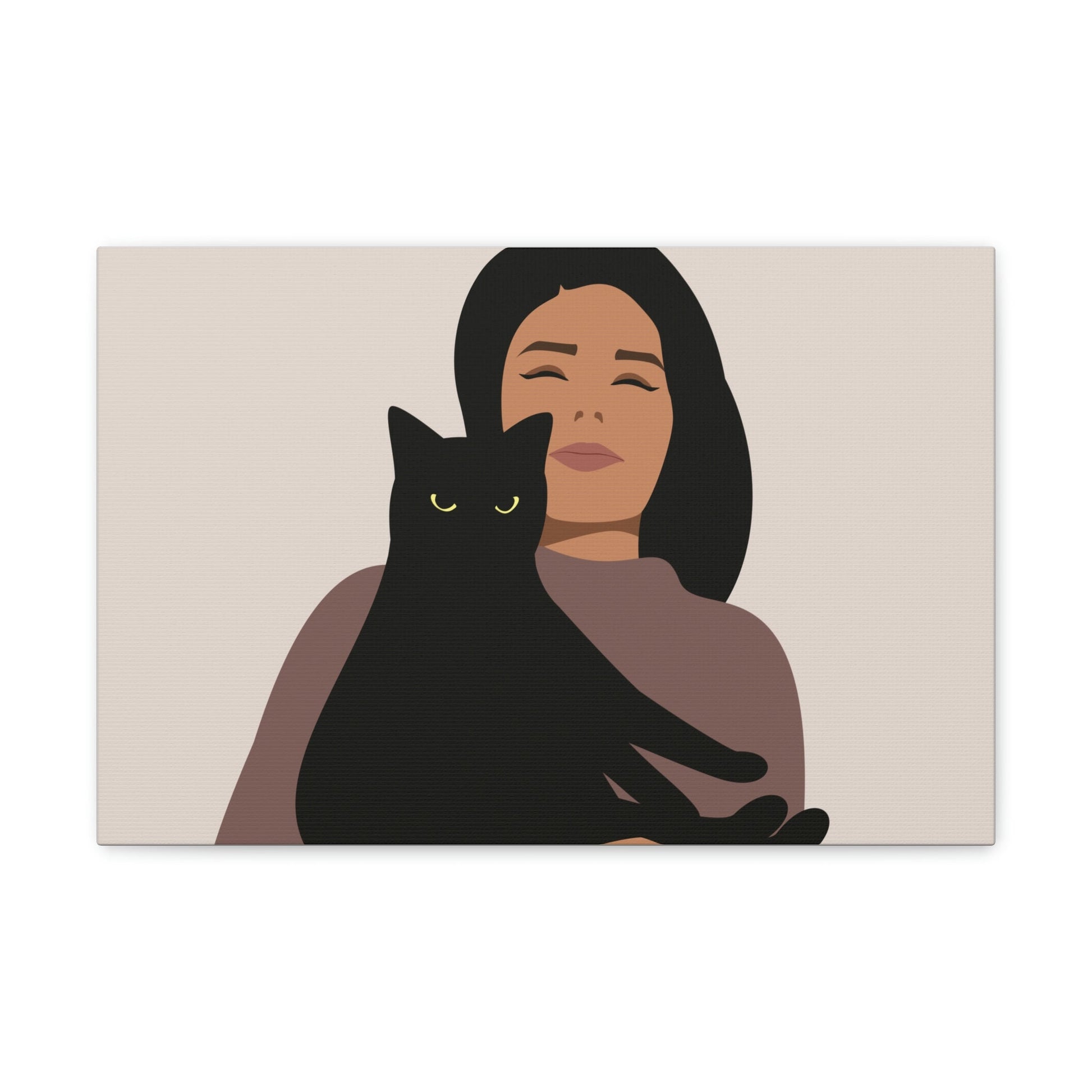 Woman with Black Cat Mininal Aesthetic Classic Art Canvas Gallery Wraps Ichaku [Perfect Gifts Selection]