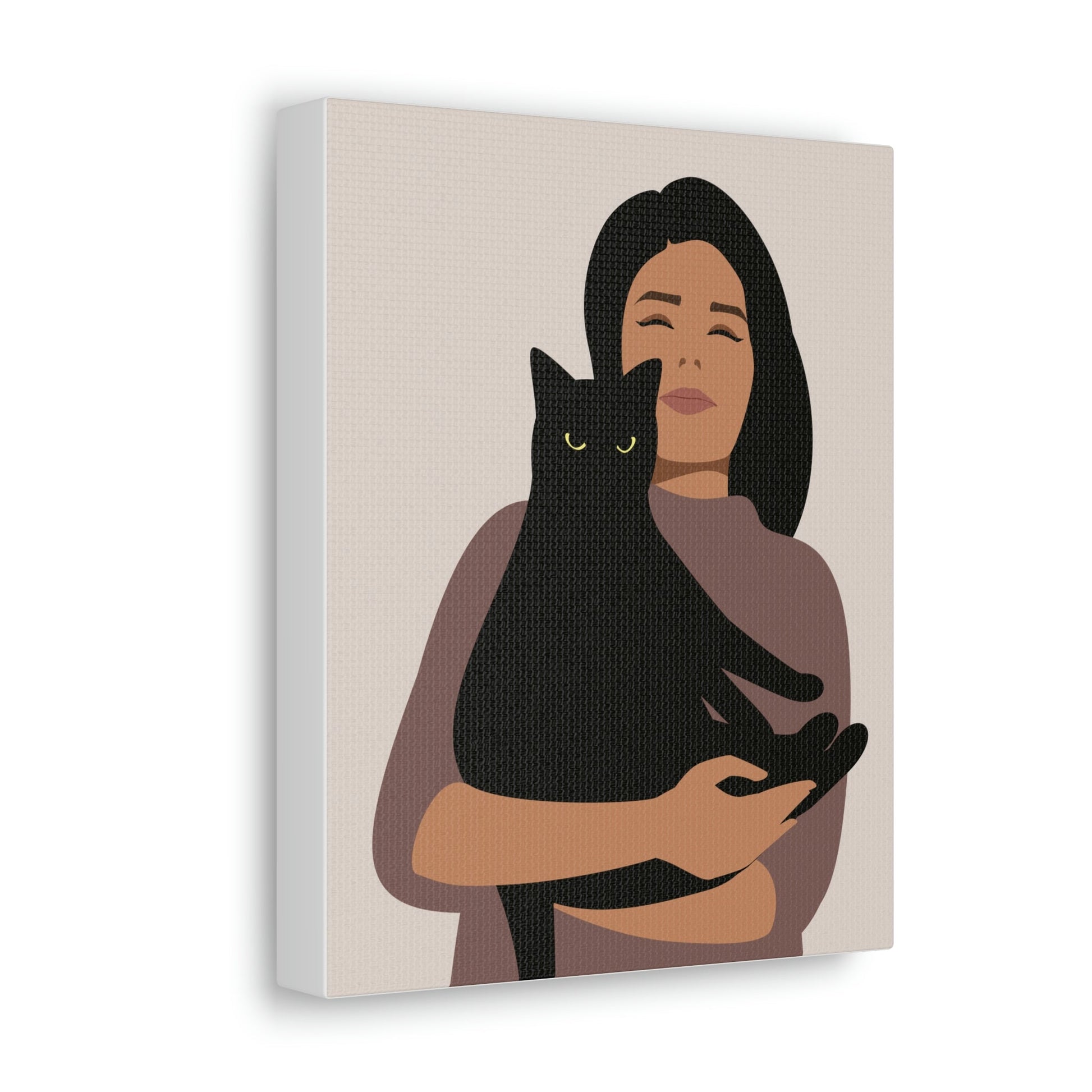 Woman with Black Cat Mininal Aesthetic Classic Art Canvas Gallery Wraps Ichaku [Perfect Gifts Selection]
