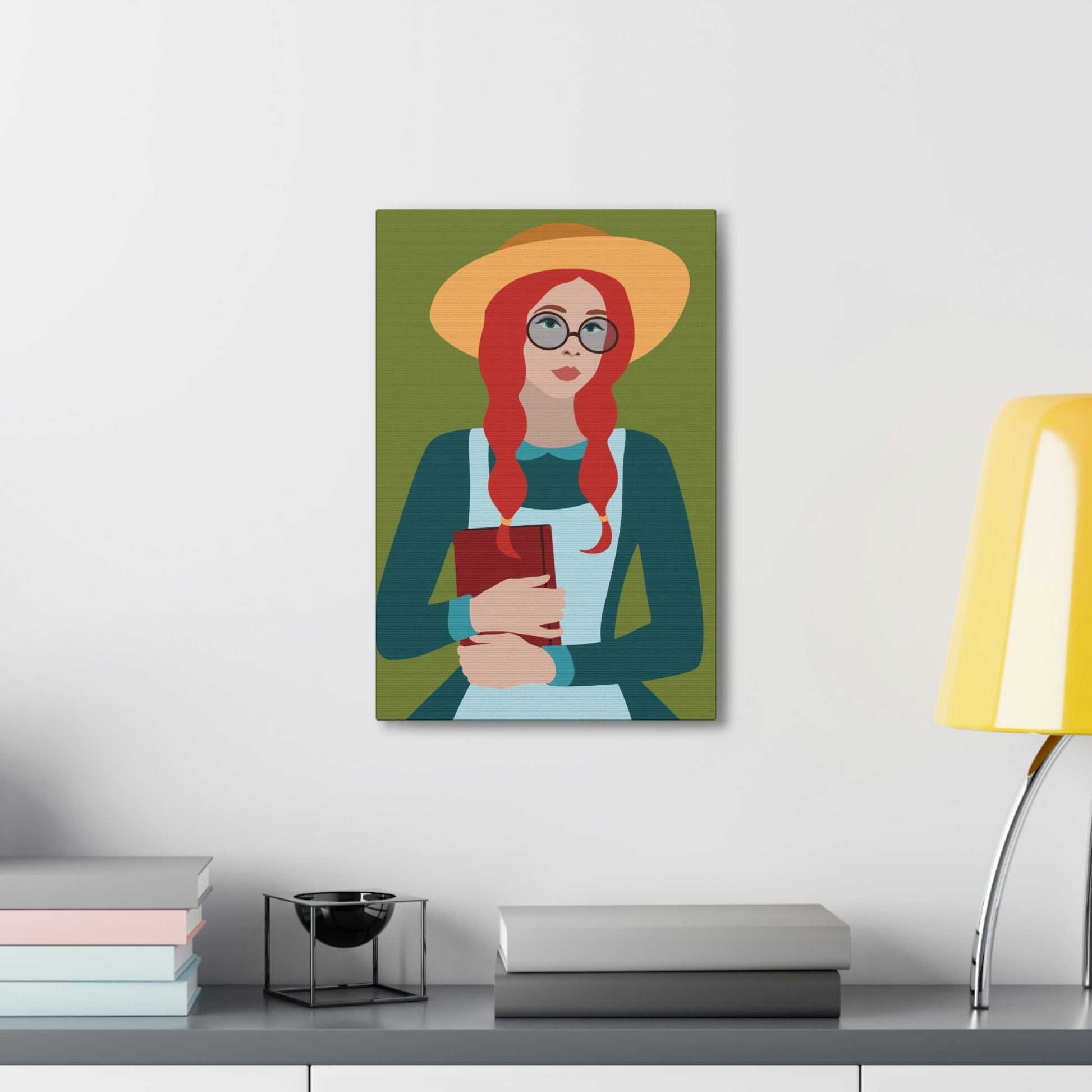 Woman with Book Artisan with Hat and Red Hair Aesthetic Classic Art Canvas Gallery Wraps Ichaku [Perfect Gifts Selection]