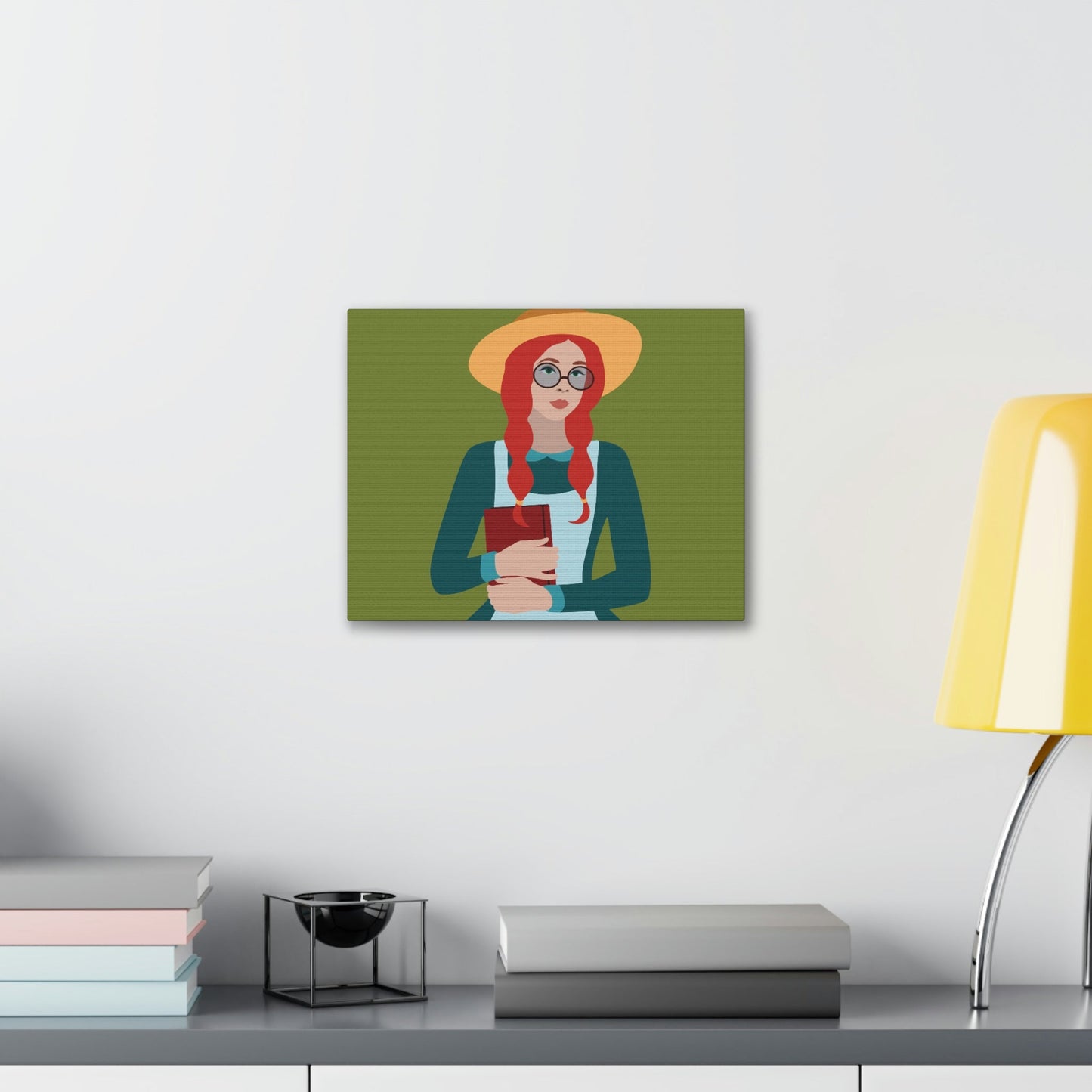 Woman with Book Artisan with Hat and Red Hair Aesthetic Classic Art Canvas Gallery Wraps Ichaku [Perfect Gifts Selection]