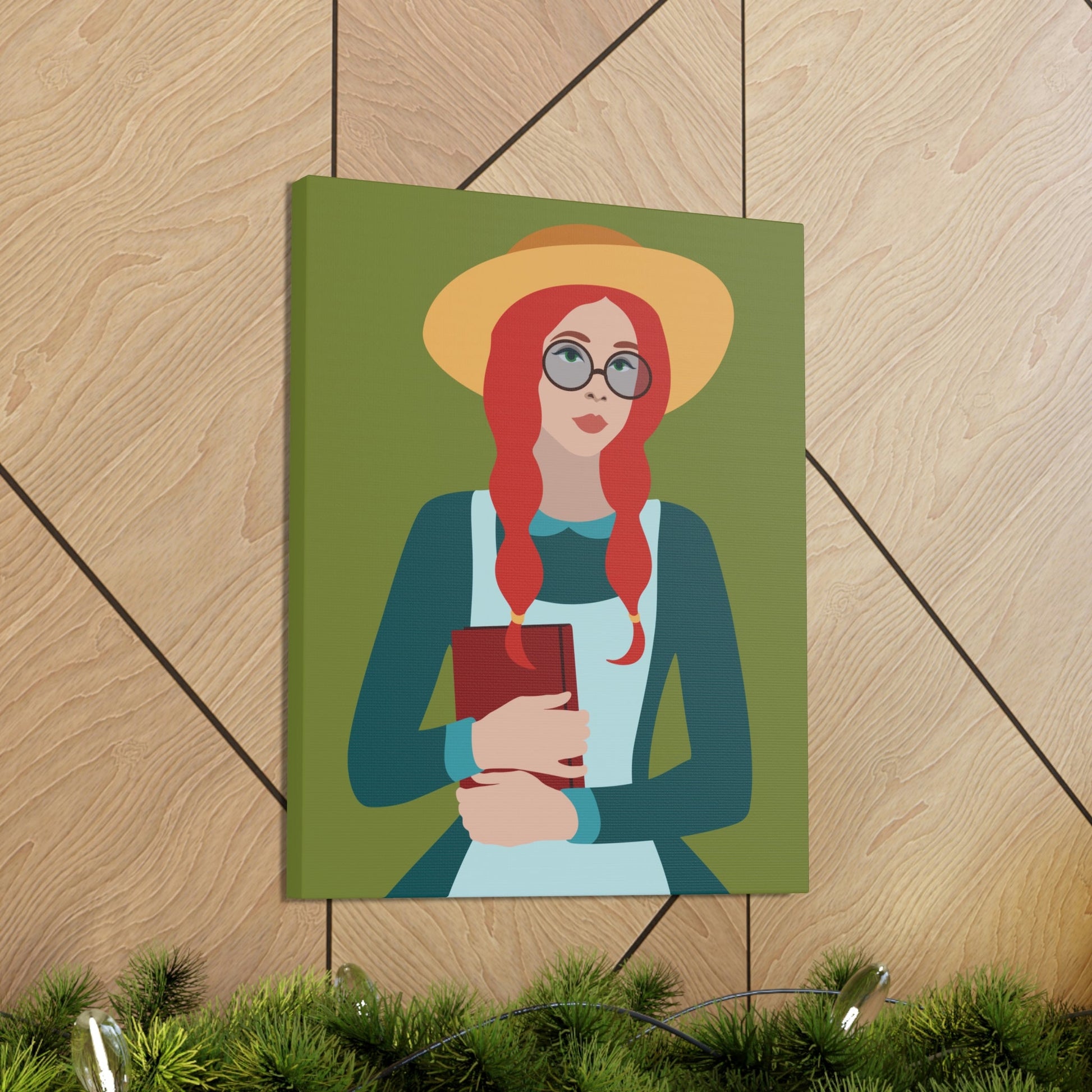 Woman with Book Artisan with Hat and Red Hair Aesthetic Classic Art Canvas Gallery Wraps Ichaku [Perfect Gifts Selection]