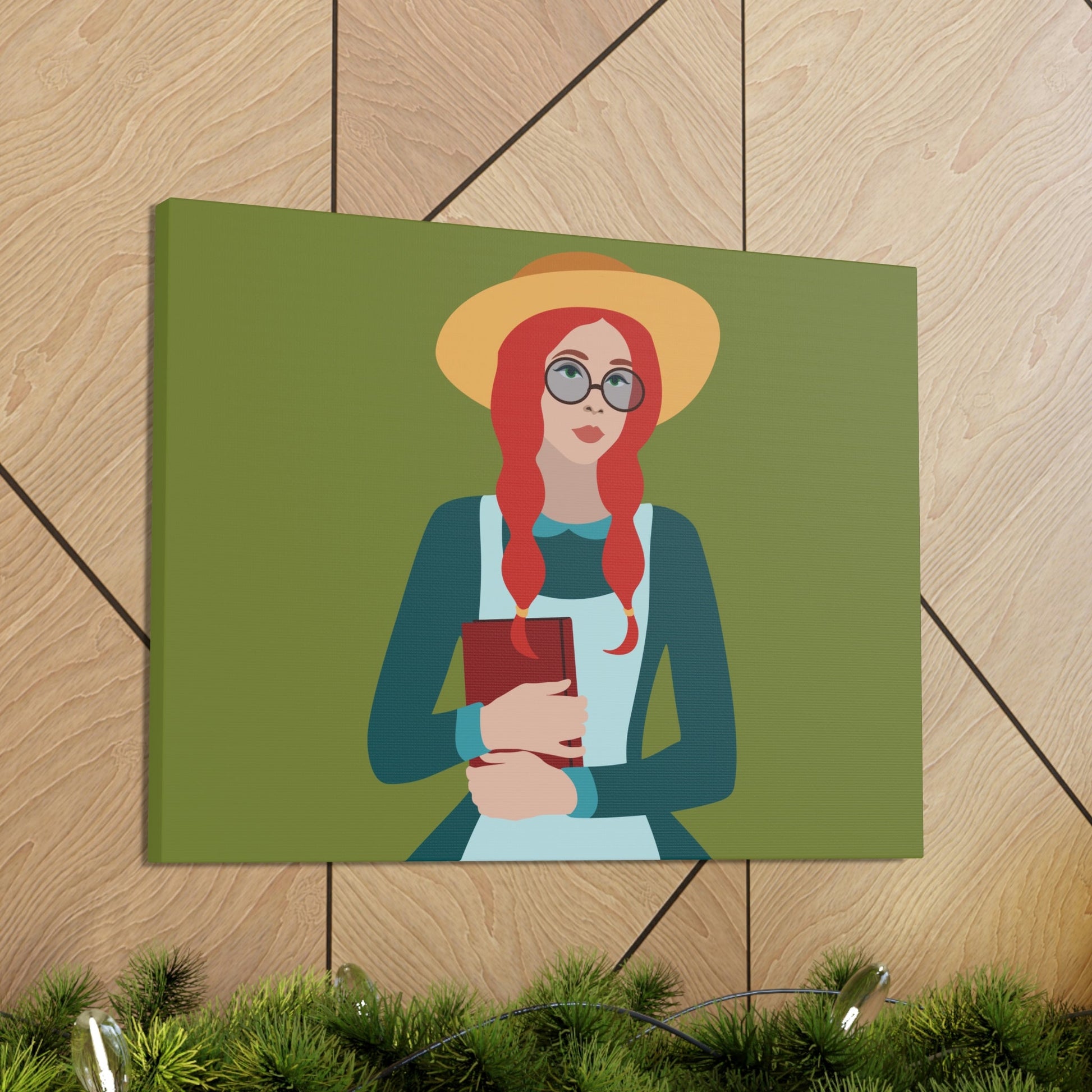 Woman with Book Artisan with Hat and Red Hair Aesthetic Classic Art Canvas Gallery Wraps Ichaku [Perfect Gifts Selection]