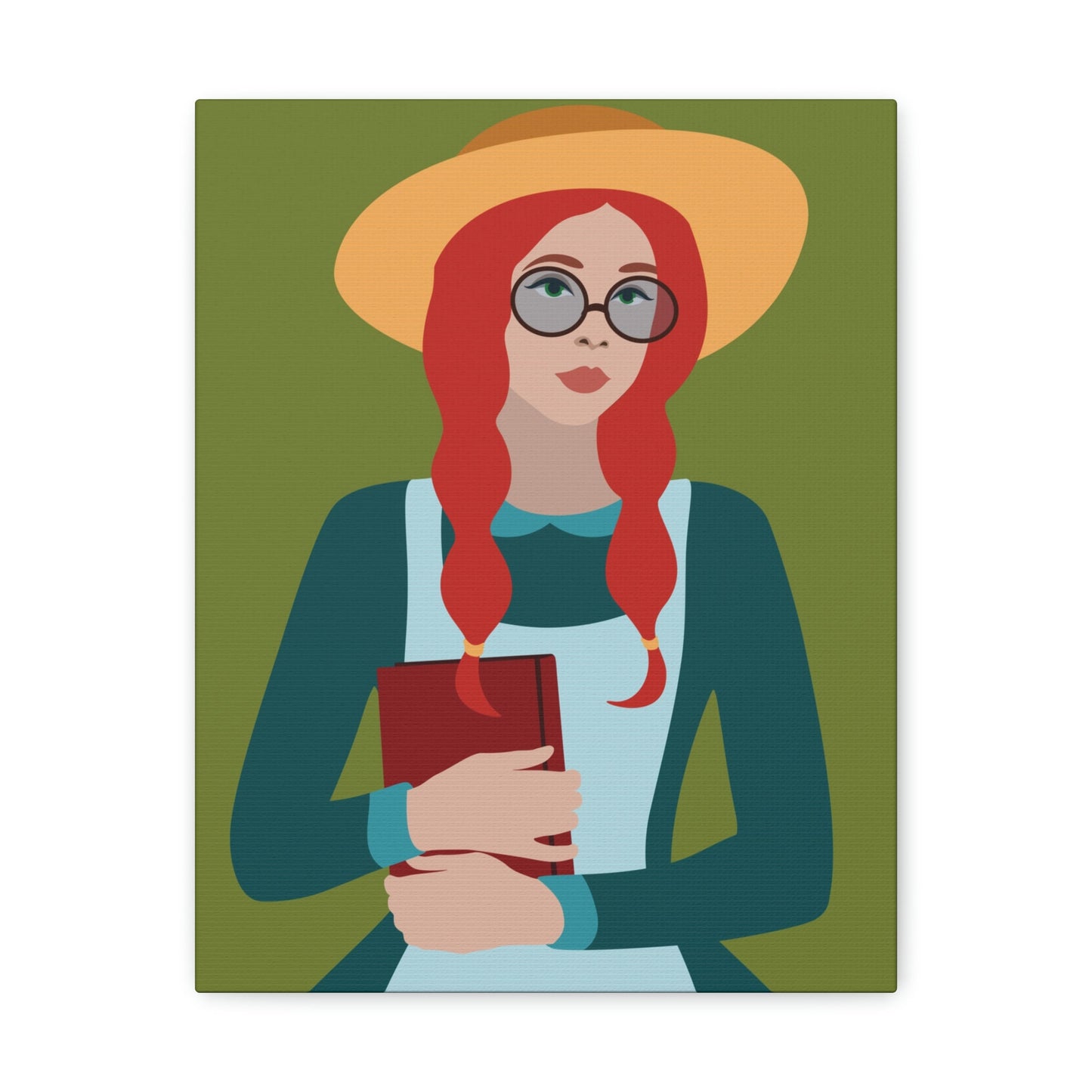 Woman with Book Artisan with Hat and Red Hair Aesthetic Classic Art Canvas Gallery Wraps Ichaku [Perfect Gifts Selection]