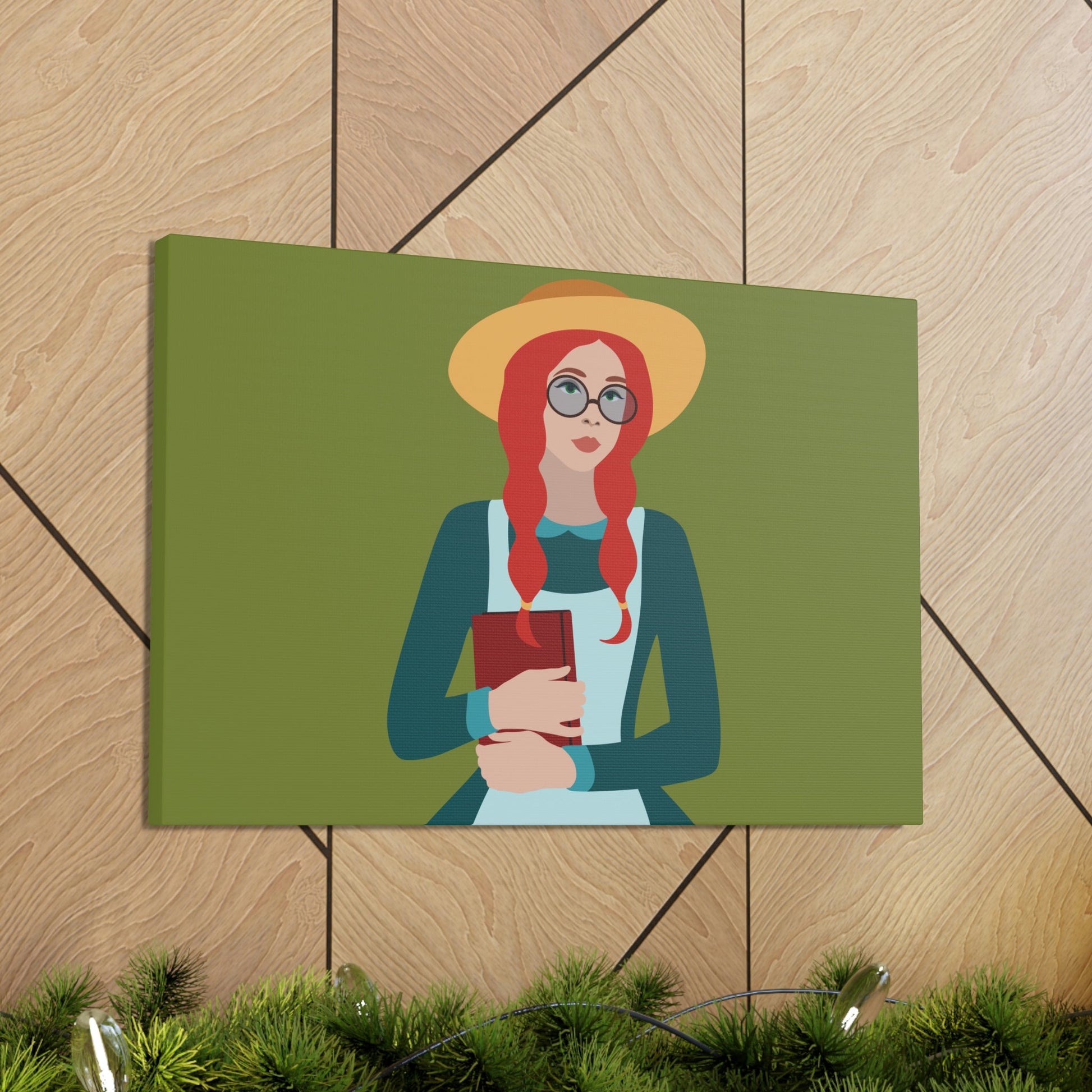 Woman with Book Artisan with Hat and Red Hair Aesthetic Classic Art Canvas Gallery Wraps Ichaku [Perfect Gifts Selection]