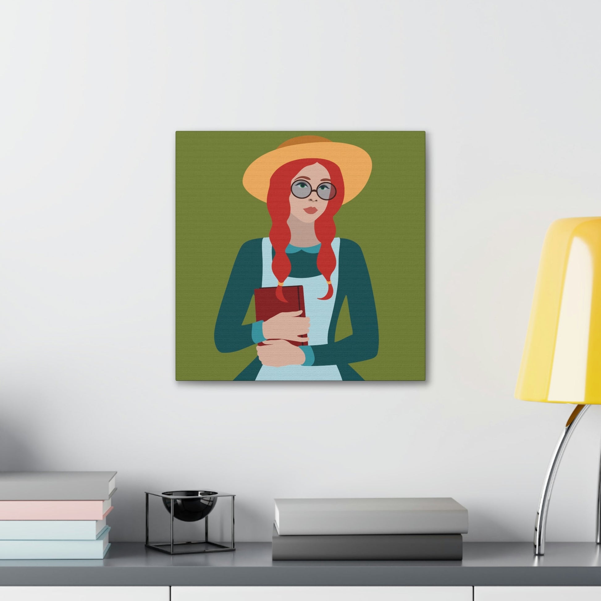 Woman with Book Artisan with Hat and Red Hair Aesthetic Classic Art Canvas Gallery Wraps Ichaku [Perfect Gifts Selection]