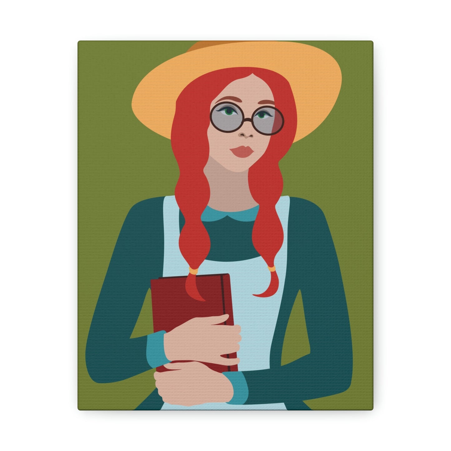 Woman with Book Artisan with Hat and Red Hair Aesthetic Classic Art Canvas Gallery Wraps Ichaku [Perfect Gifts Selection]