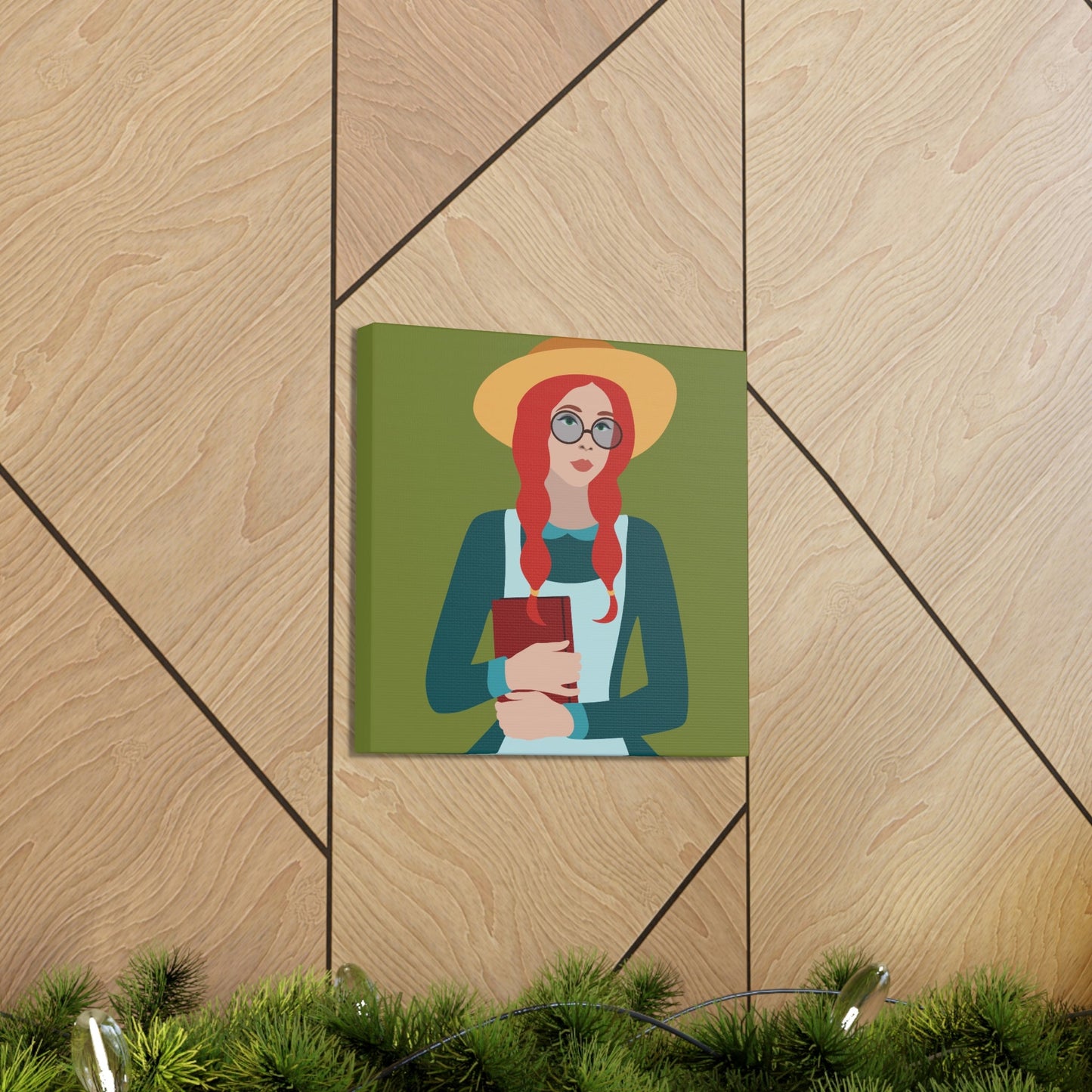 Woman with Book Artisan with Hat and Red Hair Aesthetic Classic Art Canvas Gallery Wraps Ichaku [Perfect Gifts Selection]