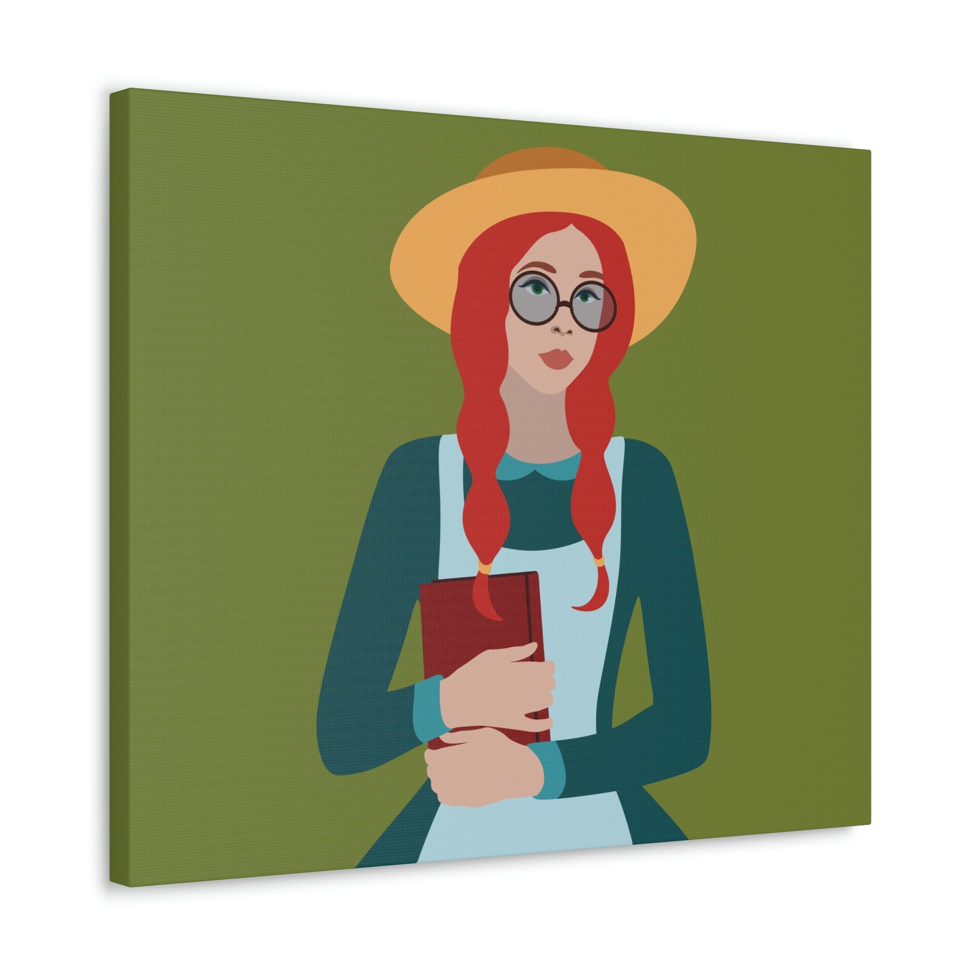 Woman with Book Artisan with Hat and Red Hair Aesthetic Classic Art Canvas Gallery Wraps Ichaku [Perfect Gifts Selection]