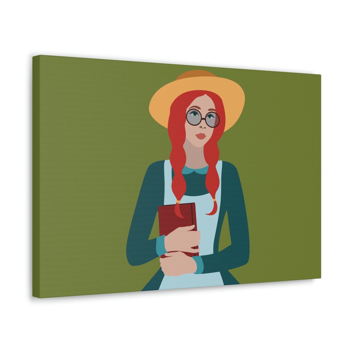 Woman with Book Artisan with Hat and Red Hair Aesthetic Classic Art Canvas Gallery Wraps Ichaku [Perfect Gifts Selection]