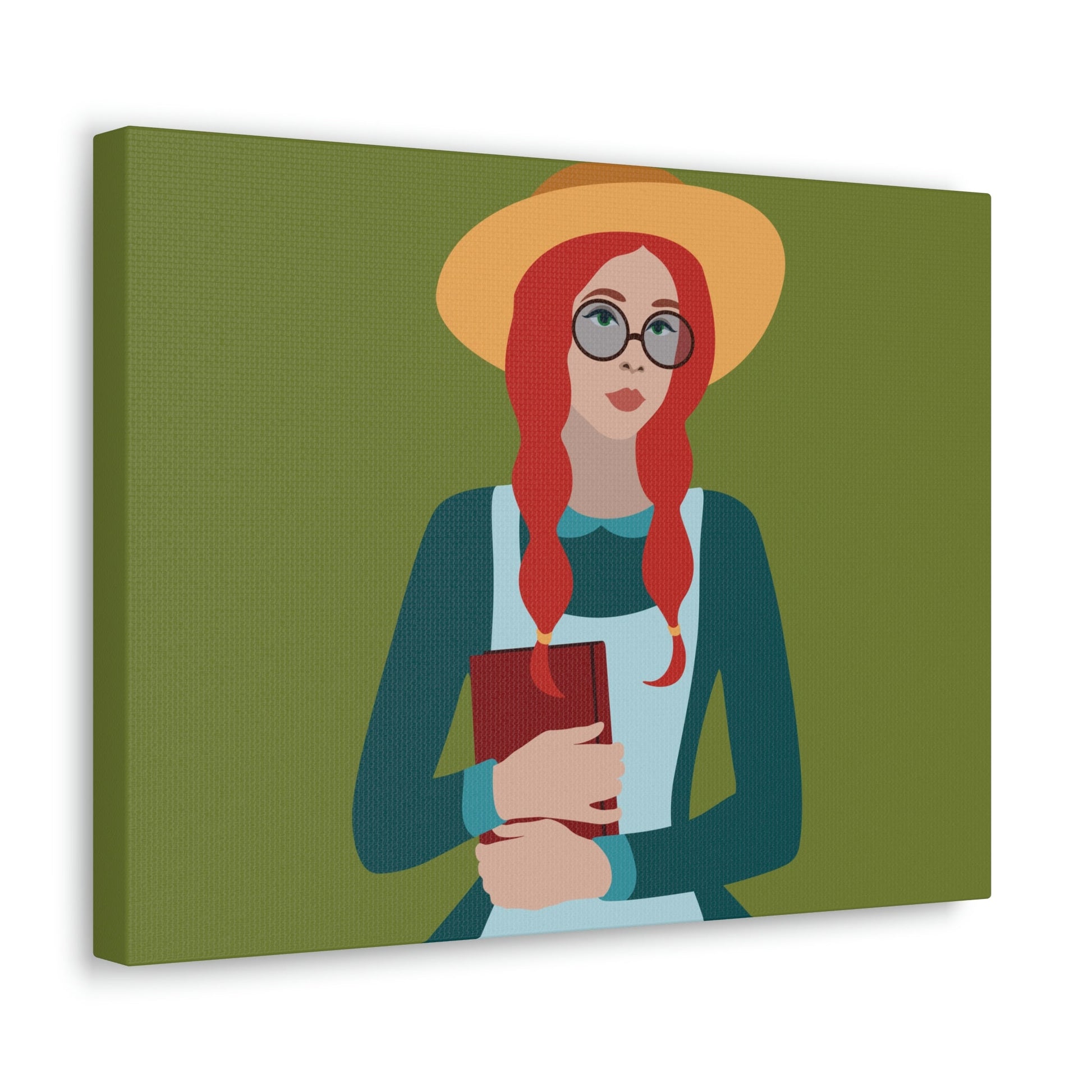 Woman with Book Artisan with Hat and Red Hair Aesthetic Classic Art Canvas Gallery Wraps Ichaku [Perfect Gifts Selection]