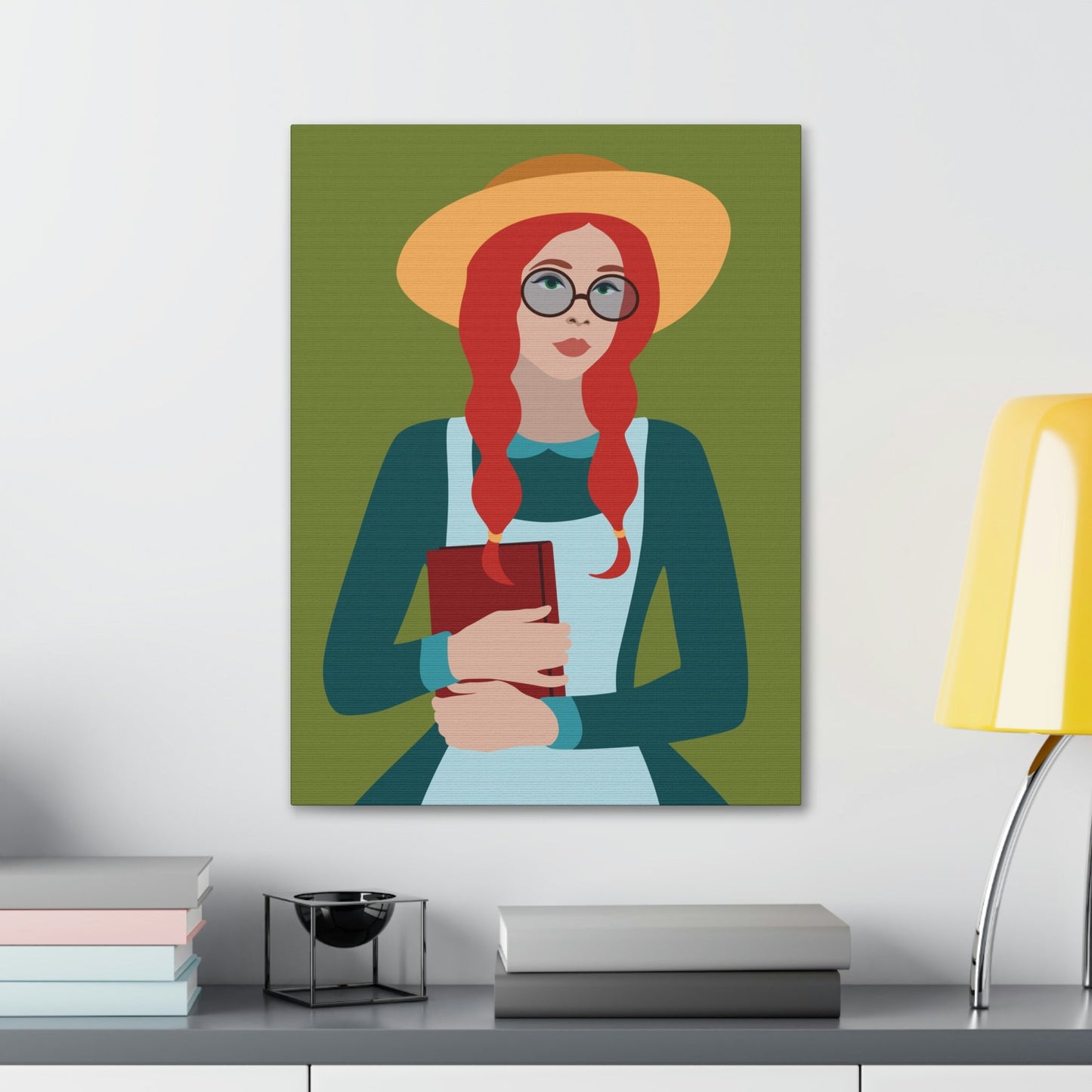 Woman with Book Artisan with Hat and Red Hair Aesthetic Classic Art Canvas Gallery Wraps Ichaku [Perfect Gifts Selection]