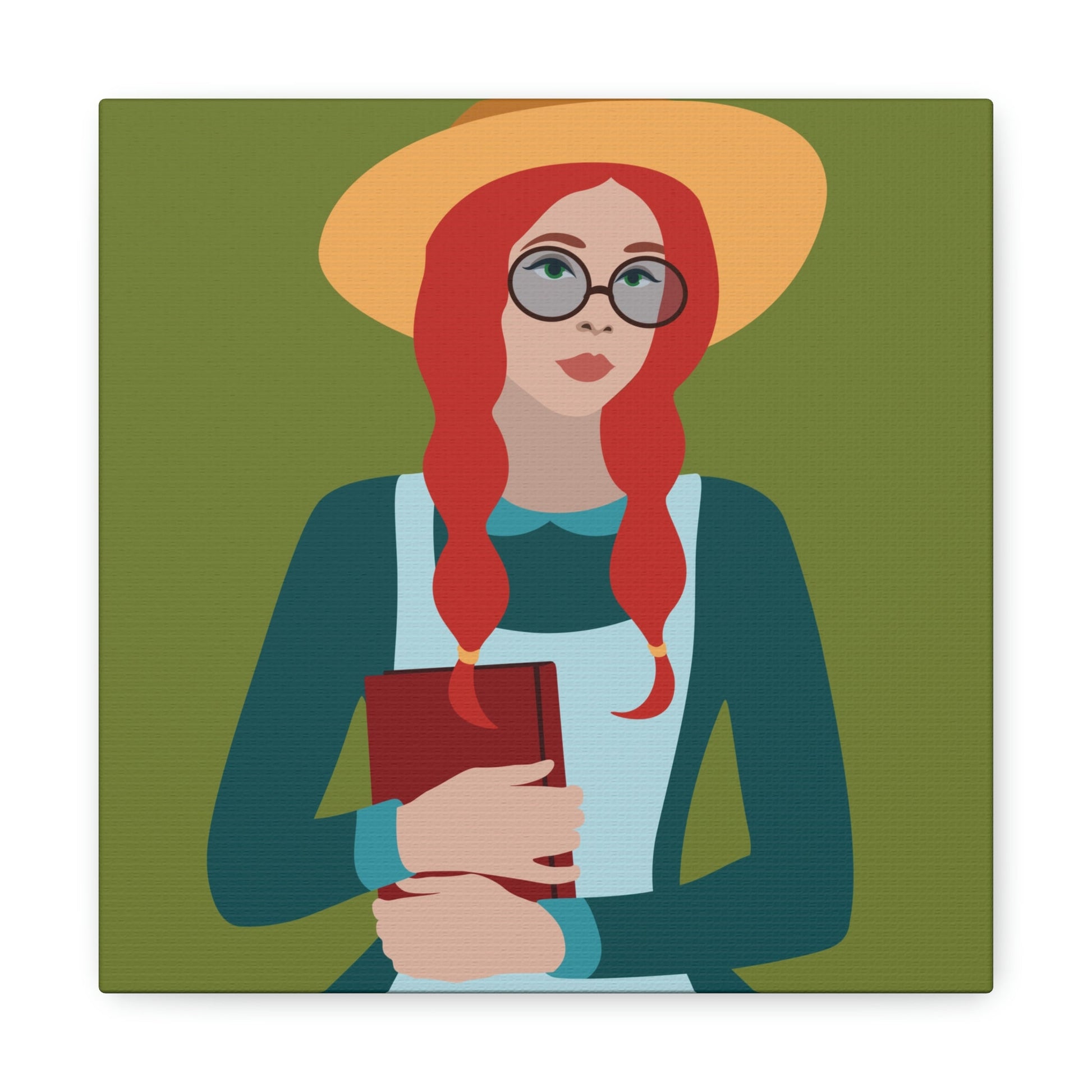 Woman with Book Artisan with Hat and Red Hair Aesthetic Classic Art Canvas Gallery Wraps Ichaku [Perfect Gifts Selection]