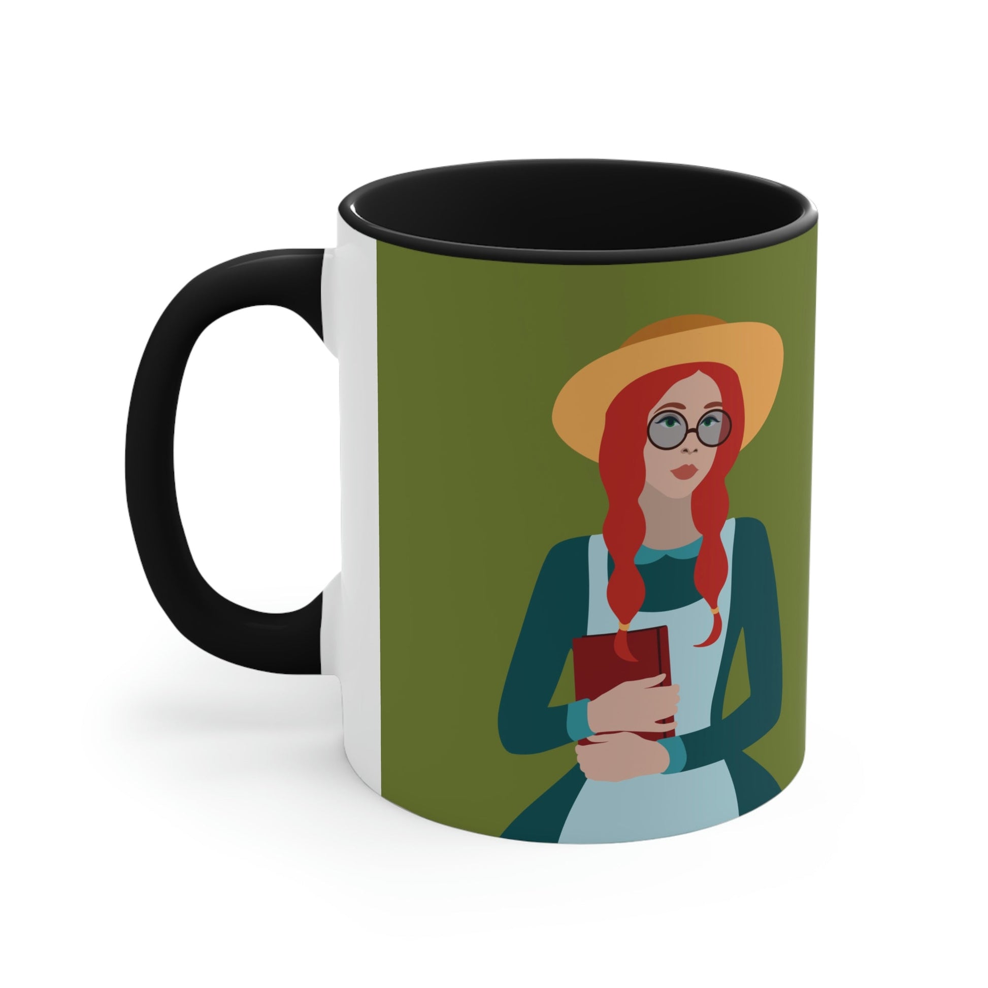 Woman with Book Artisan with Hat and Red Hair Aesthetic Classic Art Fairy Tale Classic Accent Coffee Mug 11oz Ichaku [Perfect Gifts Selection]