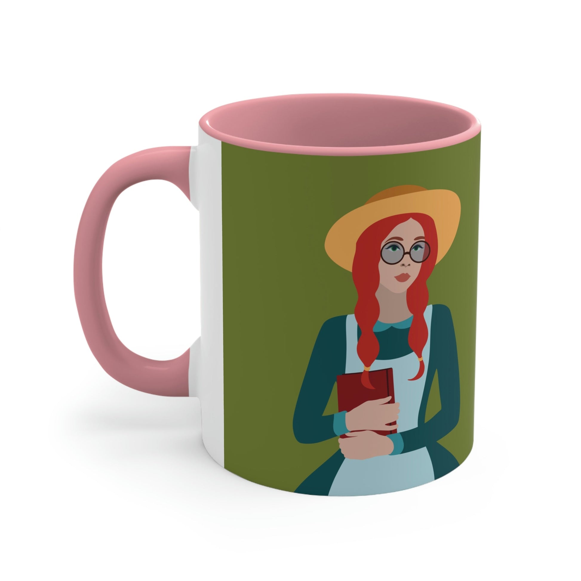 Woman with Book Artisan with Hat and Red Hair Aesthetic Classic Art Fairy Tale Classic Accent Coffee Mug 11oz Ichaku [Perfect Gifts Selection]