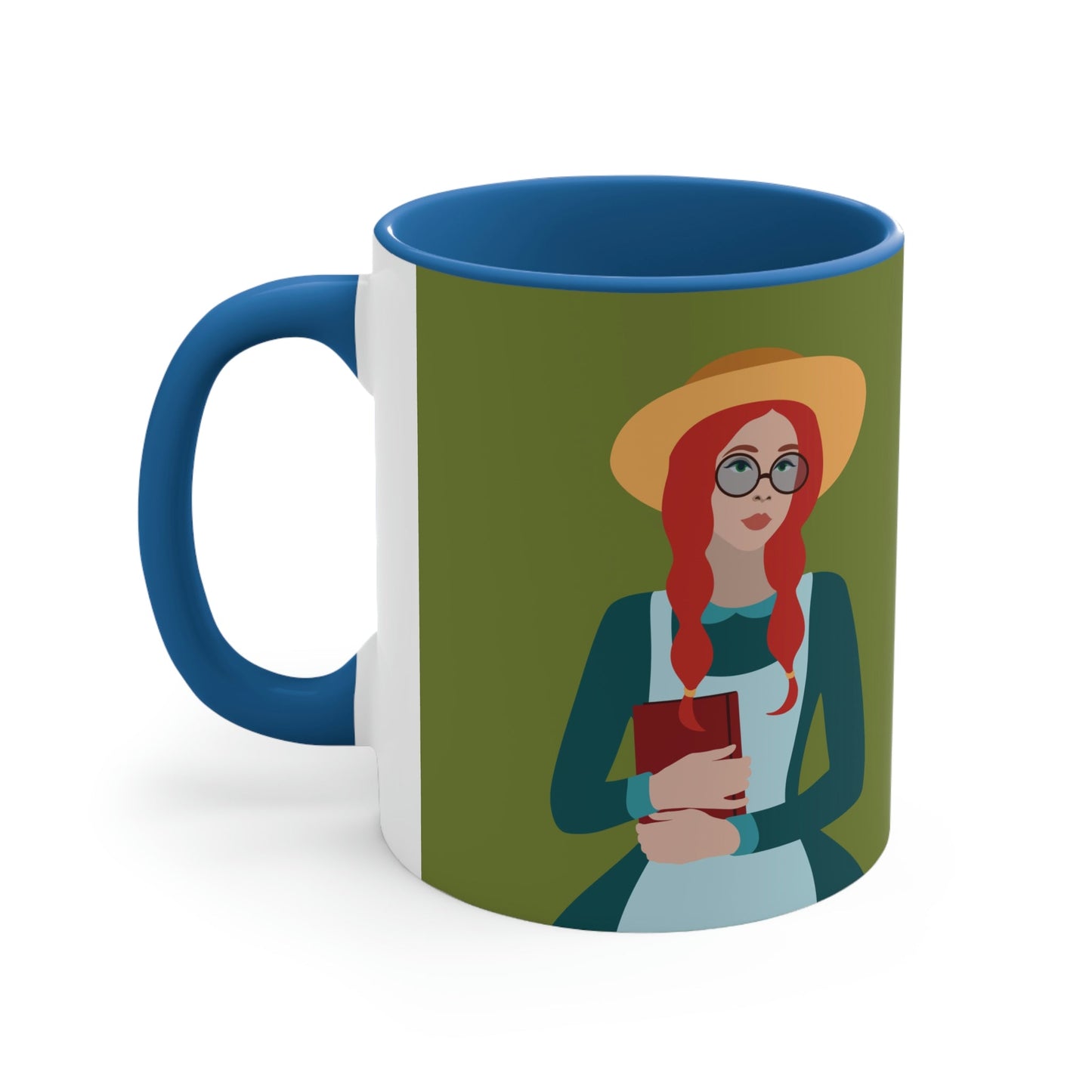 Woman with Book Artisan with Hat and Red Hair Aesthetic Classic Art Fairy Tale Classic Accent Coffee Mug 11oz Ichaku [Perfect Gifts Selection]