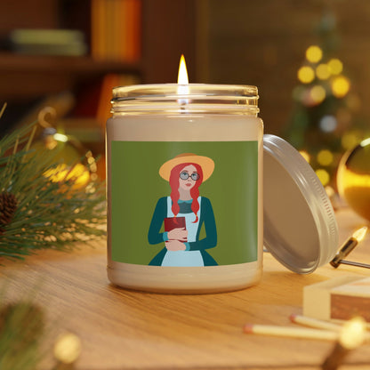 Woman with Book Artisan with Hat and Red Hair Aesthetic Classic Art Fairy Tale Scented Candle Up to 60hSoy Wax 9oz Ichaku [Perfect Gifts Selection]