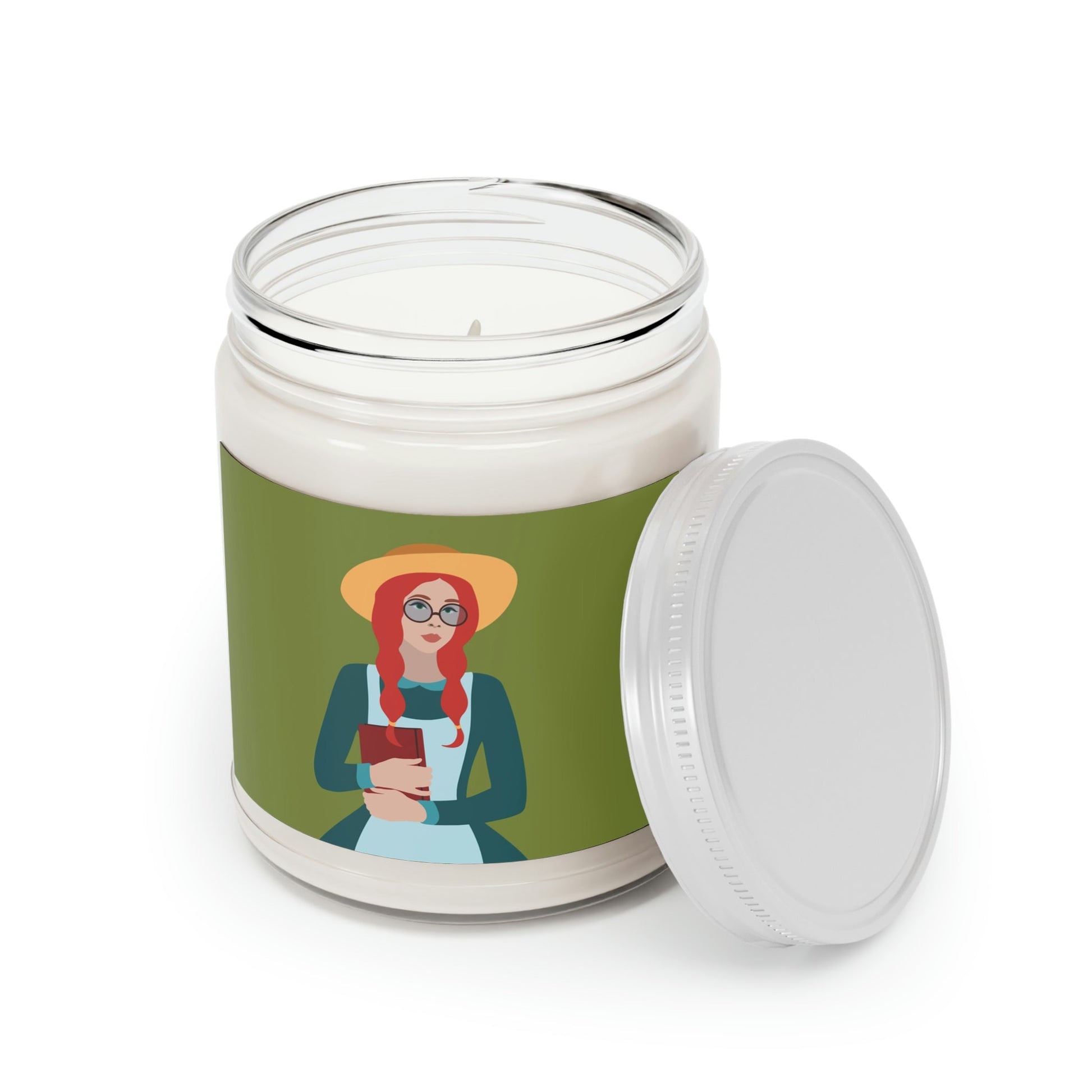 Woman with Book Artisan with Hat and Red Hair Aesthetic Classic Art Fairy Tale Scented Candle Up to 60hSoy Wax 9oz Ichaku [Perfect Gifts Selection]