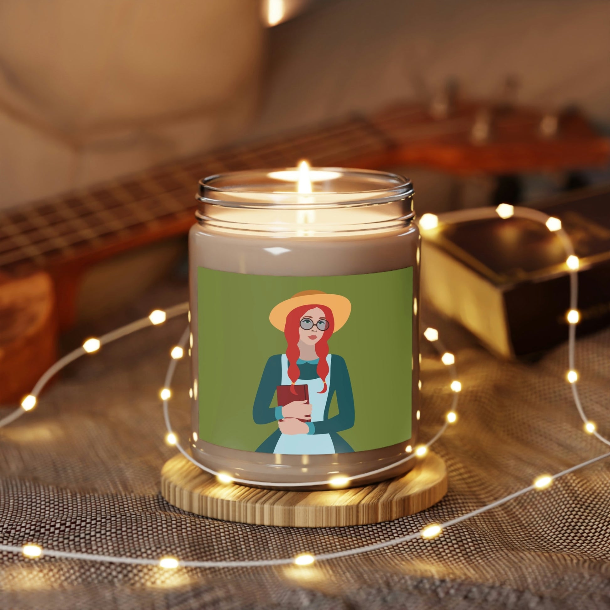 Woman with Book Artisan with Hat and Red Hair Aesthetic Classic Art Fairy Tale Scented Candle Up to 60hSoy Wax 9oz Ichaku [Perfect Gifts Selection]