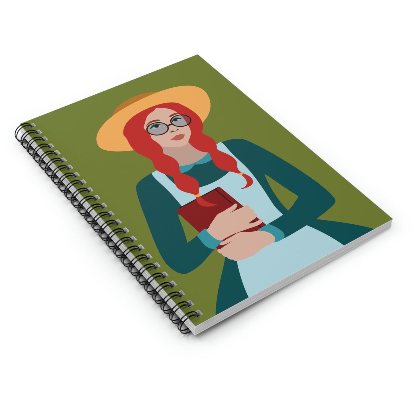 Woman with Book Artisan with Hat and Red Hair Aesthetic Classic Art Fairy Tale Spiral Notebook - Ruled Line Ichaku [Perfect Gifts Selection]