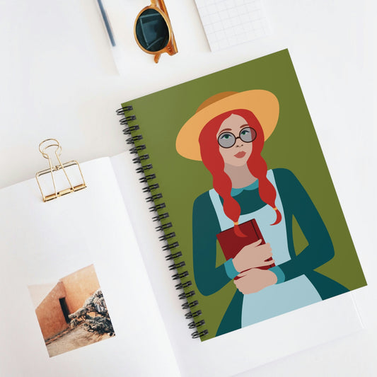 Woman with Book Artisan with Hat and Red Hair Aesthetic Classic Art Fairy Tale Spiral Notebook - Ruled Line Ichaku [Perfect Gifts Selection]