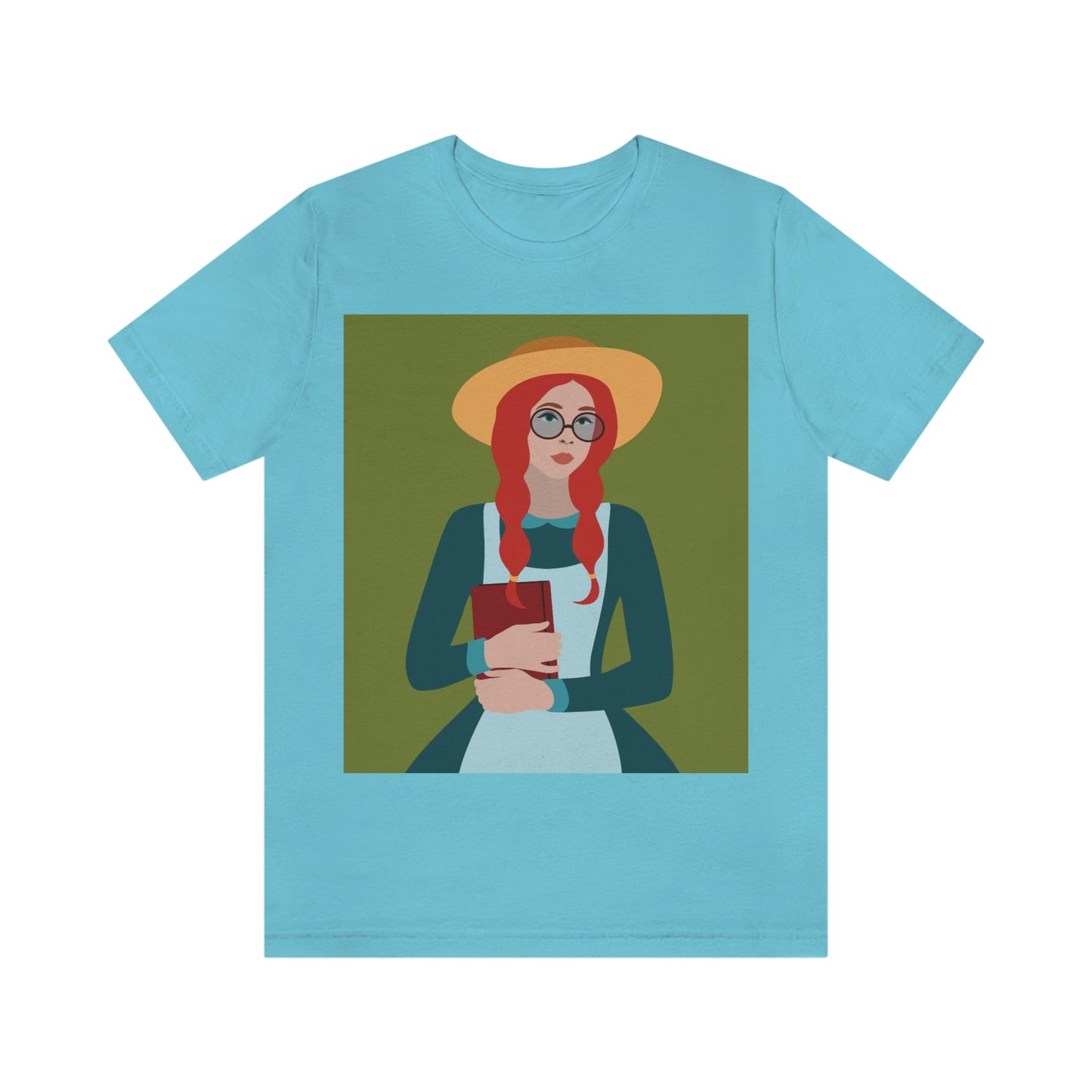 Woman with Book Artisan with Hat and Red Hair Aesthetic Classic Art Fairy Tale  Unisex Jersey Short Sleeve T-Shirt Ichaku [Perfect Gifts Selection]