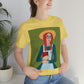 Woman with Book Artisan with Hat and Red Hair Aesthetic Classic Art Fairy Tale  Unisex Jersey Short Sleeve T-Shirt Ichaku [Perfect Gifts Selection]