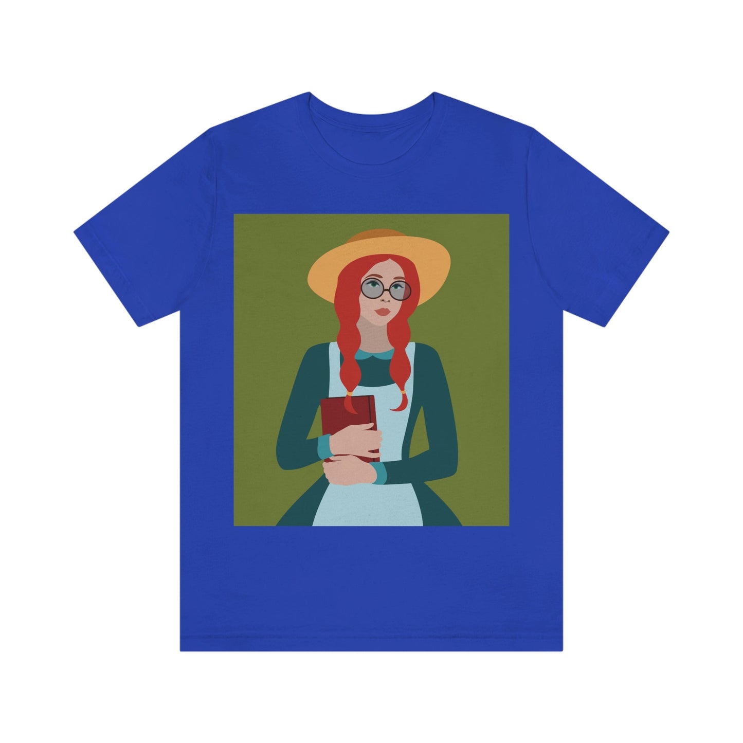 Woman with Book Artisan with Hat and Red Hair Aesthetic Classic Art Fairy Tale  Unisex Jersey Short Sleeve T-Shirt Ichaku [Perfect Gifts Selection]