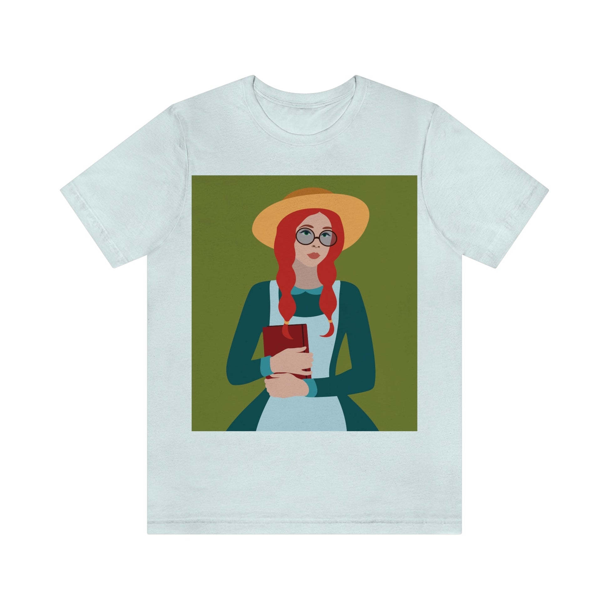 Woman with Book Artisan with Hat and Red Hair Aesthetic Classic Art Fairy Tale  Unisex Jersey Short Sleeve T-Shirt Ichaku [Perfect Gifts Selection]