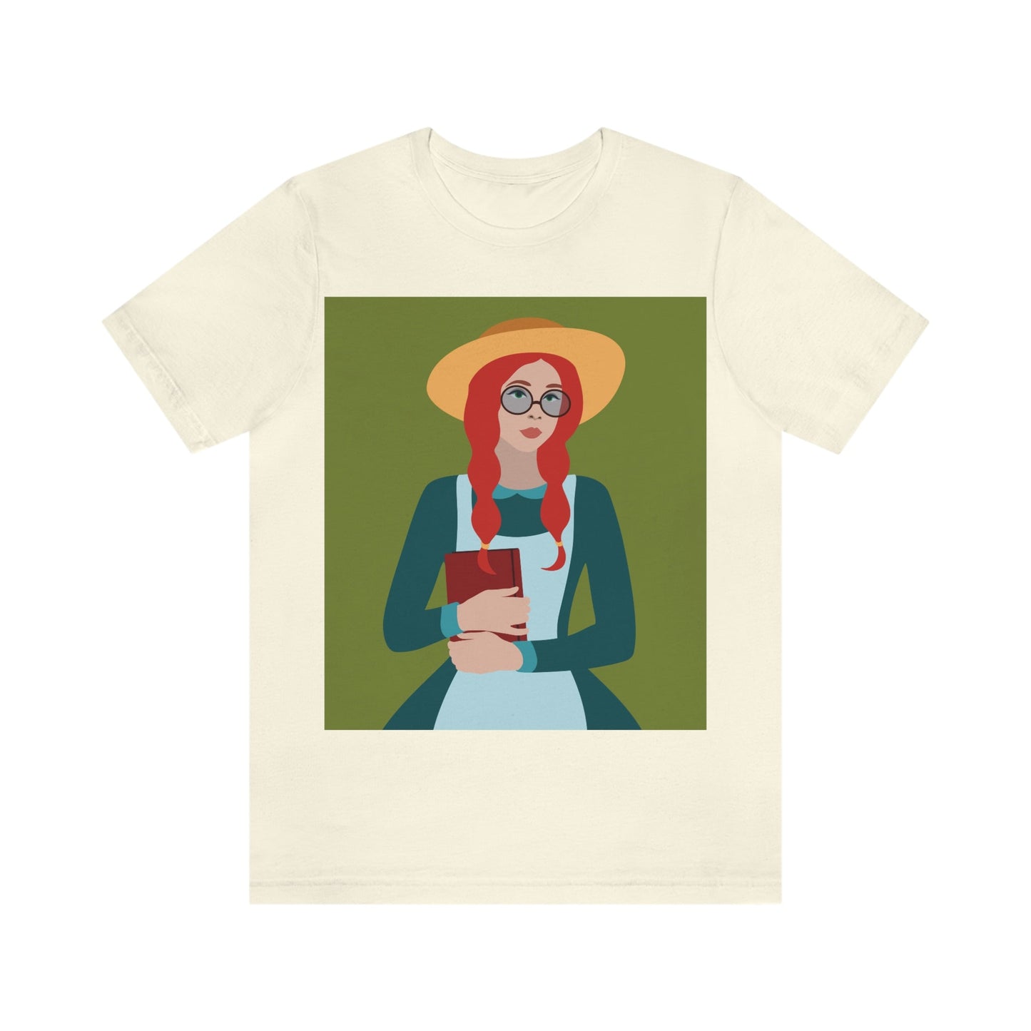 Woman with Book Artisan with Hat and Red Hair Aesthetic Classic Art Fairy Tale  Unisex Jersey Short Sleeve T-Shirt Ichaku [Perfect Gifts Selection]