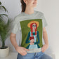 Woman with Book Artisan with Hat and Red Hair Aesthetic Classic Art Fairy Tale  Unisex Jersey Short Sleeve T-Shirt Ichaku [Perfect Gifts Selection]